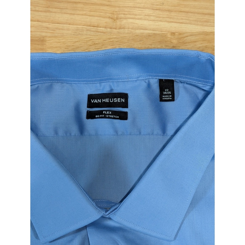Van Heusen Flex Big Fit Dress Shirt Mens 5XL 22 34-35 Blue Frost Wrinkle Free - Picture 4 of 7